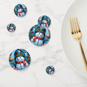Confettis Bonhomme de neige avec décor de Noël.