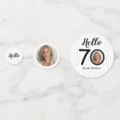 Confettis Bonjour 70 points noirs et blancs Photo et nom Ann (Devant)