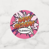 Confettis BONJOUR D'ANNIVERSAIRE Rose amusant Retro Comic Bo (Petit recto)