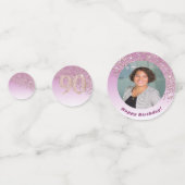 Confettis Bonne 90e anniversaire Chic Rose Parties scintilla (Devant)