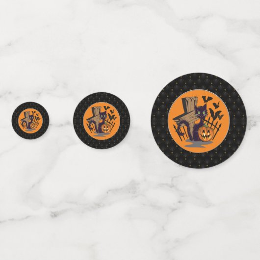 Confettis Bordure noire Chat noir Chat Tombstone Chats Hallo (Derrière)