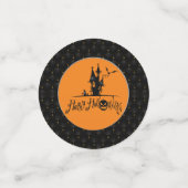 Confettis Bordure noire Happy Halloween Maison hantée (Petit recto)