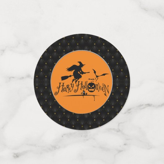 Confettis Bordure Noire Joyeuse Sorcière Halloween Et chauve (Petit recto)