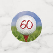 Confettis Boule de golf 60e anniversaire sur tee rouge (Petit recto)