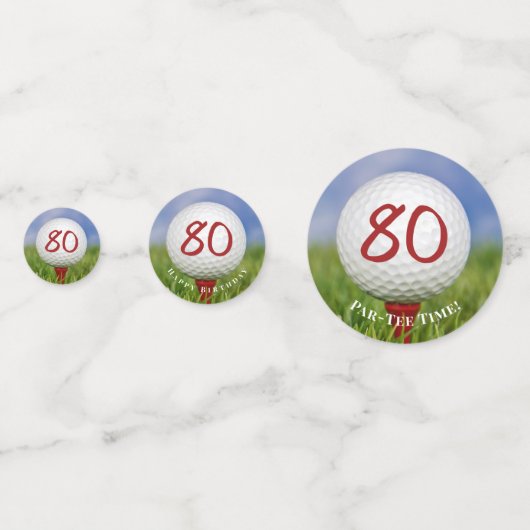 Confettis Boule de golf 80e anniversaire sur tee (Devant)