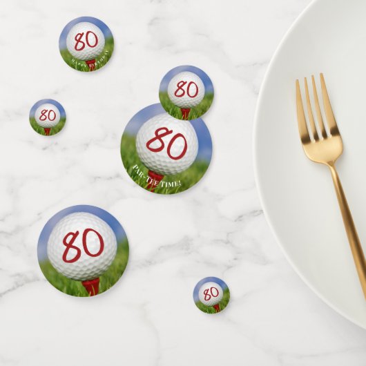Confettis Boule de golf 80e anniversaire sur tee (Groupe)