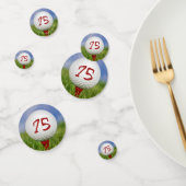Confettis Boule de golf à 75e anniversaire sur tee rouge (Groupe)