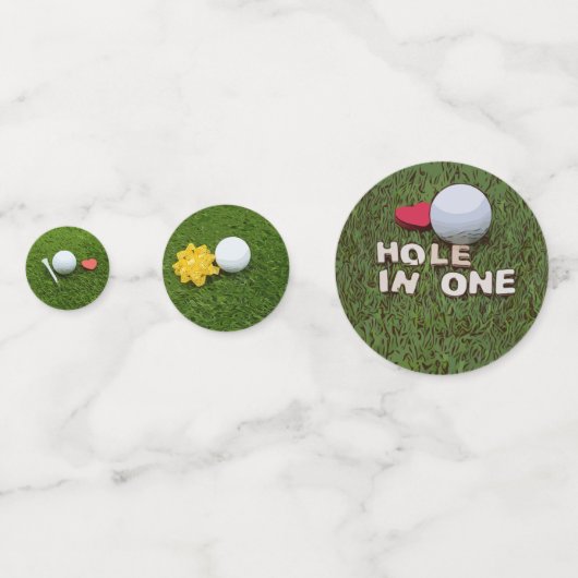 Confettis Boule de golf avec amour sur herbe verte (Derrière)