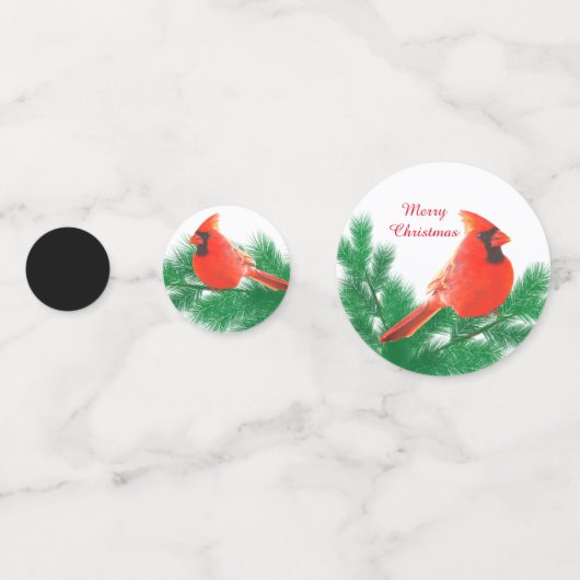 Confettis Boule de Noël, oiseau, cônes de pin sur Noir & Rou (Derrière)