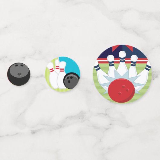 Confettis Boules de bowling et poubelles de bowling (Devant)