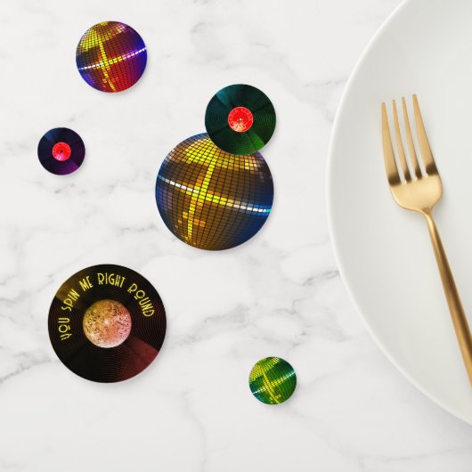 Confettis Boules de disques et de disco en vinyle - Fièvre d (Groupe)