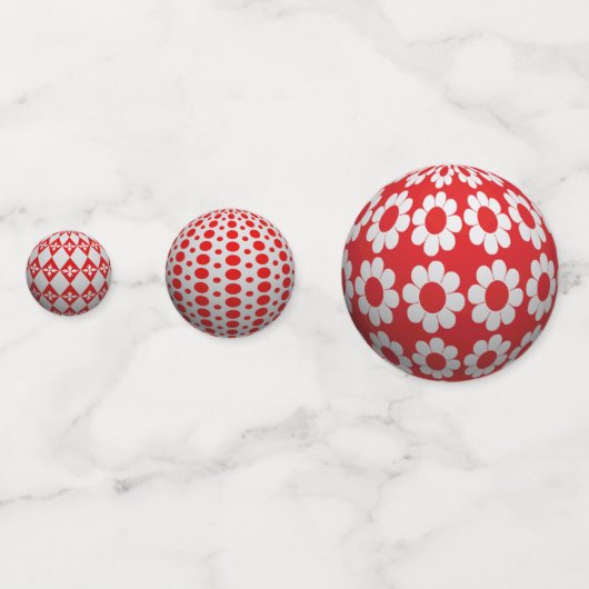 Confettis Boules rouges et blanches 3D (Devant)