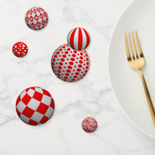 Confettis Boules rouges et blanches 3D