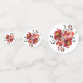 Confettis Bouquet de fleurs de jardin moderne rouge profond (Devant)