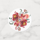 Confettis Bouquet de fleurs de jardin moderne rouge profond (Petit recto)