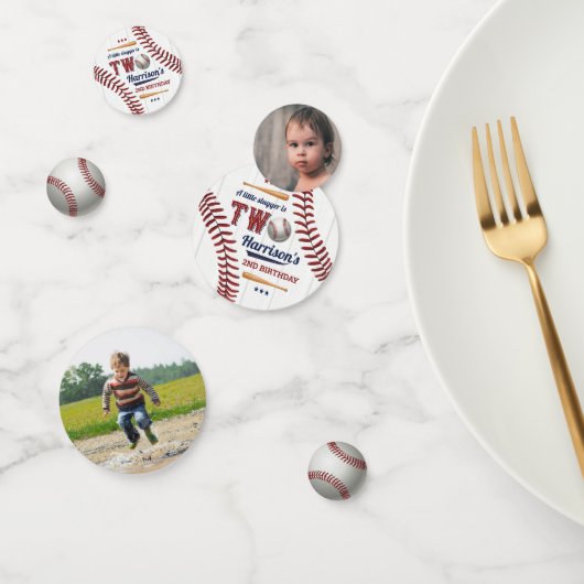 Confettis Boys Baseball 2e anniversaire Photo (Groupe)