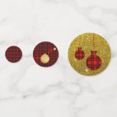 Confettis Buffalo Plaid Gold Personnalisé Noël (Devant)