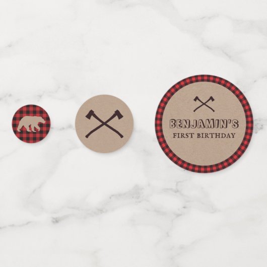 Confettis Buffalo rustique Plaid Lumberjack thème d'annivers (Devant)