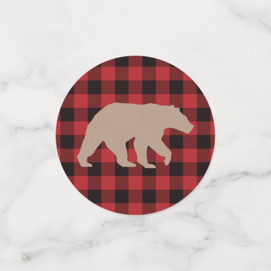 Confettis Buffalo rustique Plaid Lumberjack thème d'annivers (Petit recto)
