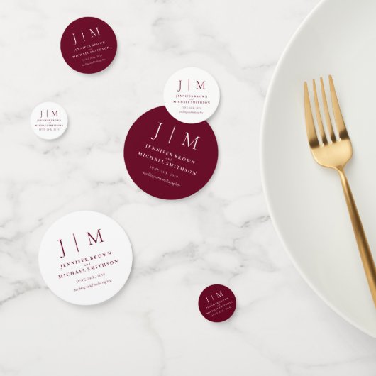 Confettis Burgundy Simple Formal Monogramme Classique Mariag (Groupe)