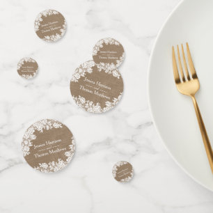 Confettis Burlap Rustique et collection Vintage de dentelle