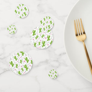 Confettis Cactus mignons avec le coeur en vert