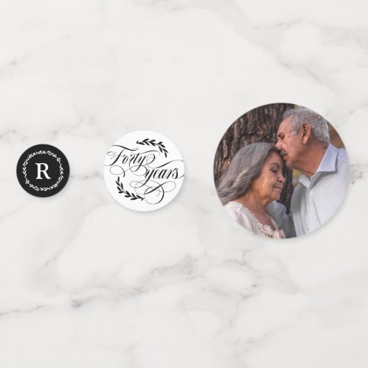 Confettis Calligraphie de verdure 40e anniversaire de Mariag (Devant)