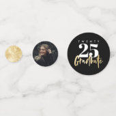 Confettis Calligraphie Or moderne Photo Graduation Noire (Derrière)