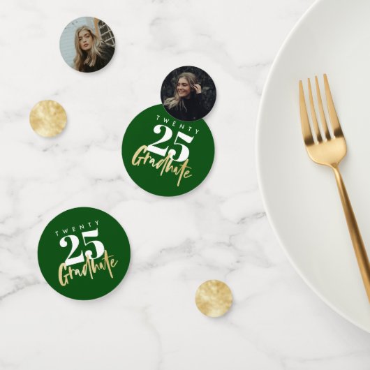 Confettis Calligraphie Or moderne Photo Green Graduation (Groupe)