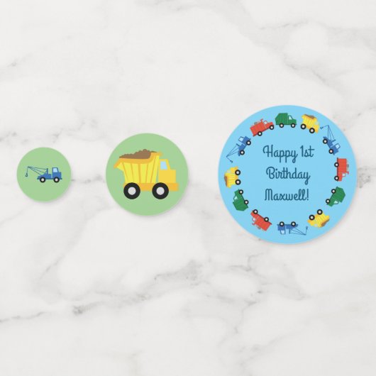 Confettis Camions Voitures Cute 1er Anniversaire Thème de fê (Derrière)