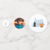 Confettis Camping Anniversaire Fête Bleue Tente Photo (Devant)