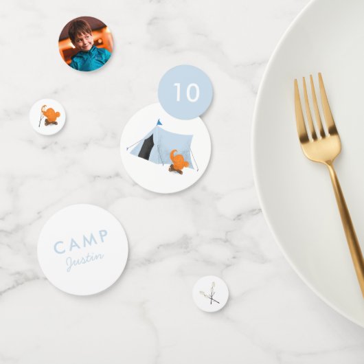 Confettis Camping Anniversaire Fête Bleue Tente Photo (Groupe)