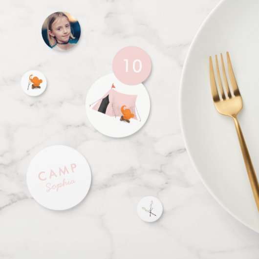 Confettis Camping Anniversaire Pink Tente Photo (Groupe)