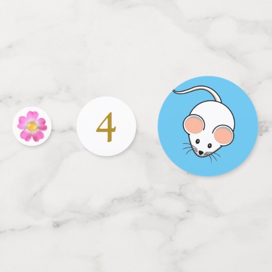 Confettis Caricature de la souris blanche Anniversaire (Derrière)