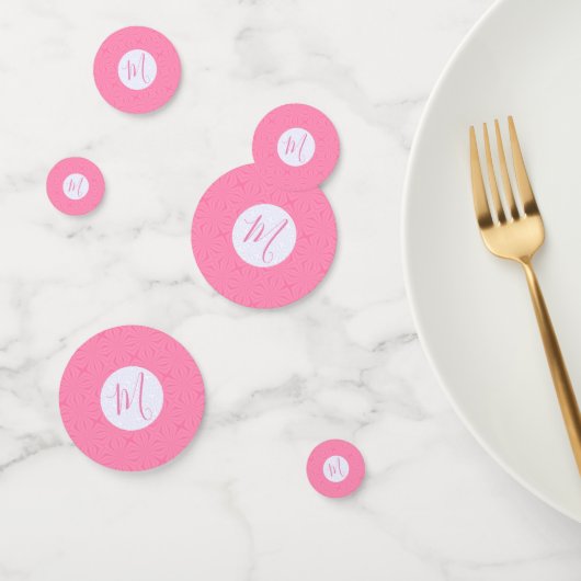 Confettis Carrés ondulés rose clair initiale personnalisée (Groupe)