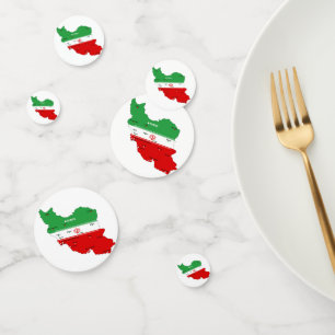 Confettis Carte de l'Iran avec drapeau et emblème