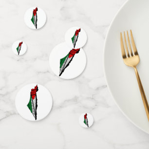 Confettis Carte de Palestine avec drapeau et Motif Keffiyeg