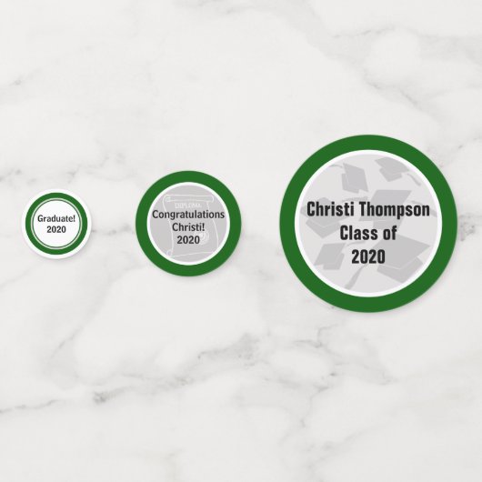 Confettis Célébration de la graduation verte et blanche (Derrière)