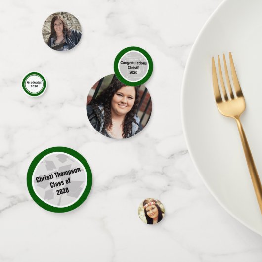 Confettis Célébration de la graduation verte et blanche (Groupe)