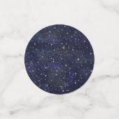 Confettis Célestes Étoiles Bleues & Dorées Aquarelle Fantais (Petit recto)