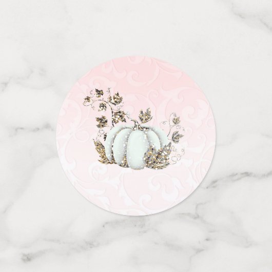 Confettis Cendrillon rose et or Citrouille Conte fée d'autom (Petit recto)