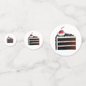 Confettis Cerise Forêt-Noire Gâteau Slice Anniversaire Fête (Devant)