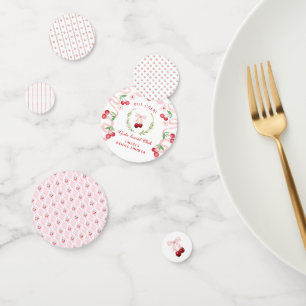 Confettis Cerise sur le Gâteau Réception de Mariage