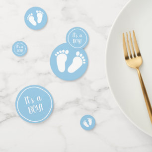 Confettis C'est un garçon pieds de bébé bleus mignons baby s