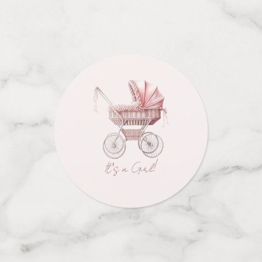 Confettis C'est une fille ! Douche pour bébé rose (Petit recto)