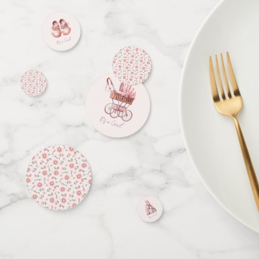 Confettis C'est une fille ! Douche rose bébé fille (Groupe)