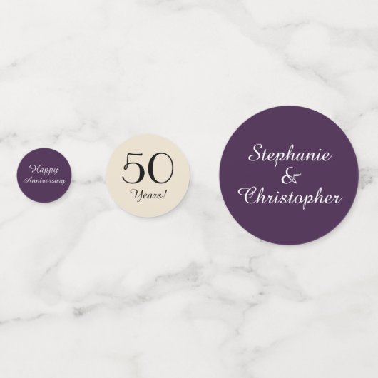 Confettis Champagne Purple Décoration de table 50e anniversa (Devant)