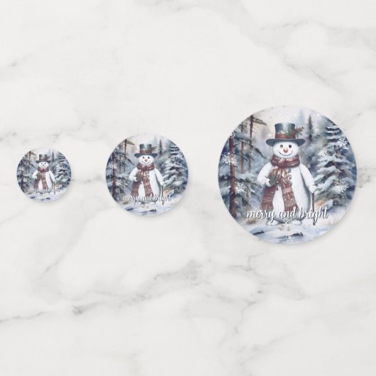 Confettis Charmant Snowman Aquarelle Forêt d'hiver (Devant)