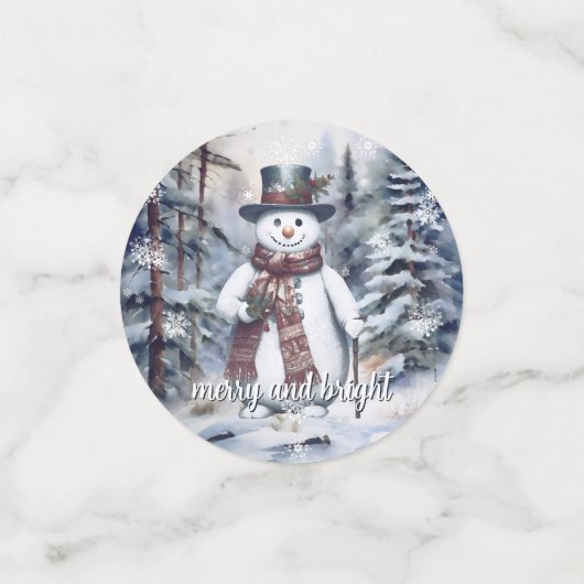 Confettis Charmant Snowman Aquarelle Forêt d'hiver (Petit recto)