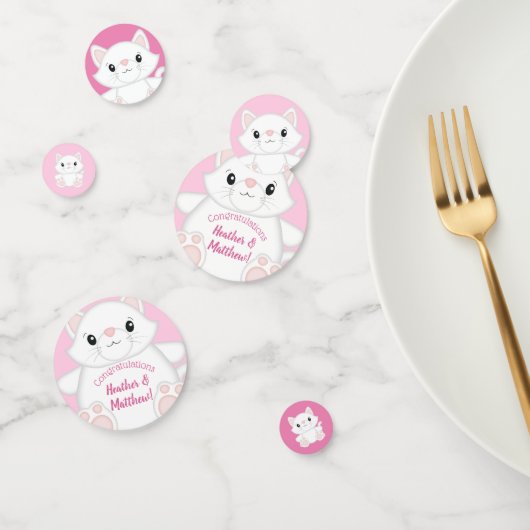 Confettis Chat Baby shower Kitty Rose (Groupe)